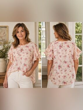 LOFT Floral Blouse Medium Romantic Cottagecore Top Brunch Church Resort Chic LUX